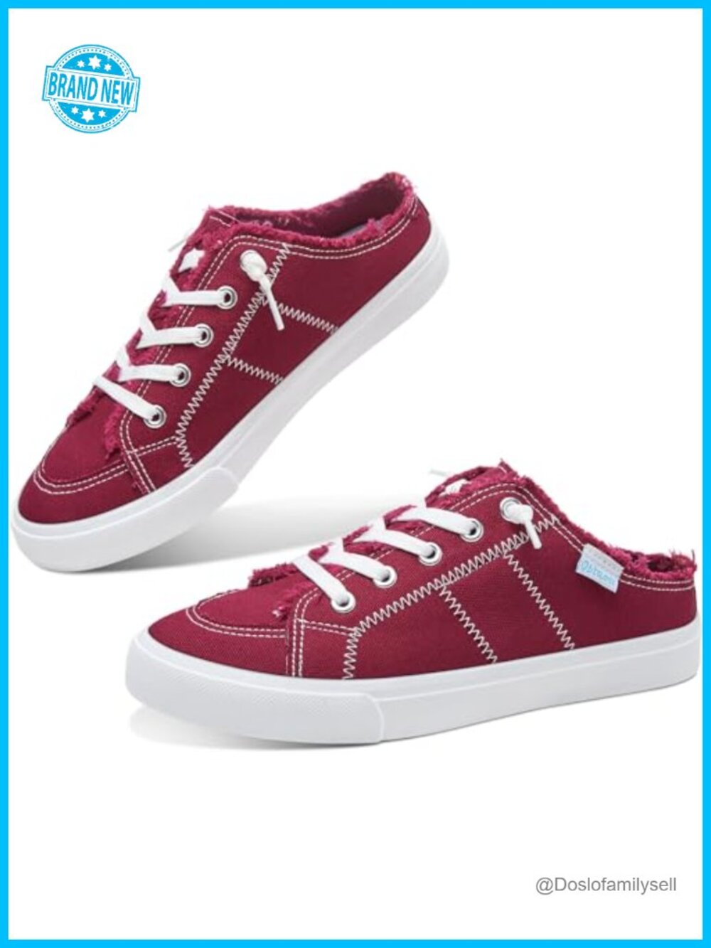 Women Canvas Mules Memory Foam Slip-On Backless Sneakers Comfortable